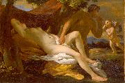 Nicolas Poussin Jupiter and Antiope or Venus and Satyr oil painting artist